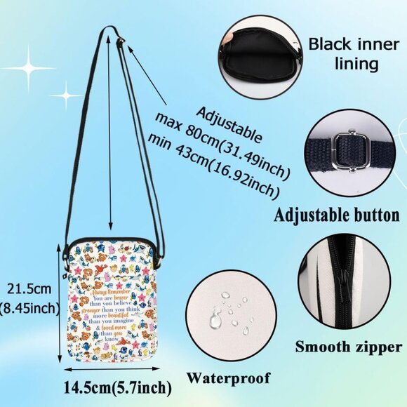 Bruce & Marlin & Crush Fish Crossbody Bag Cartoon Movie Merch Durable Canvas Wom - Picture 2 of 7